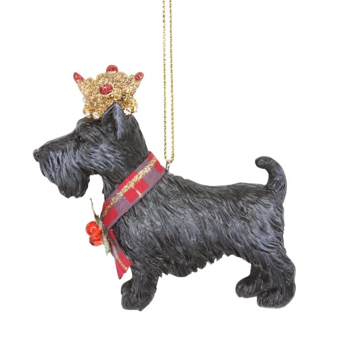 Gisela Graham Resin Scottie w/Crown Decoration